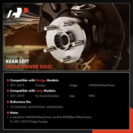 A-Premium Rear Driver Loaded Parking Brake Backing Plate Assembly Compatible with Jeep and Dodge Models - WK2 Series Grand Cherokee 2011-2019, Durango 2011-2019