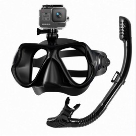Shyllin Schnorchelset Erwachsene, Schnorcheln Set mit Taucherbrille & Dry Schnorchel, taucherbrille mit Kamerahalterung, Schnorchelmaske Anti-Fog Anti-Leck Gehärtetem Glas Panorama-Tauchen Schwimmen