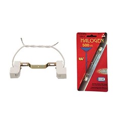 Upgradelights 5 1/2 Inch Double Ended Halogen Socket with 500 Watt Halogen Bulb