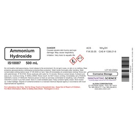 ALDON Innovating Science Ammonium Hydroxide 28-30% Solution, 500mL - ACS Grade - The Curated Chemical Collection