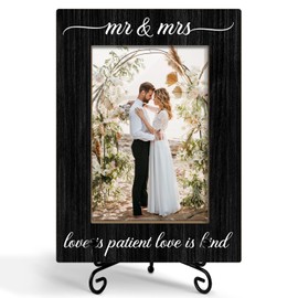 Yuansail Mr & Mrs Picture Frame - Love Is Patient Love Is Kind, 4x6 Wooden Frame, Multicolor, 5.7x8 inches, Tabletop