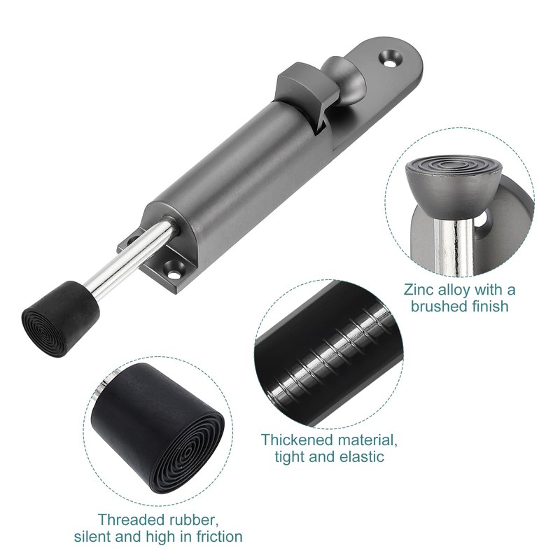 sourcing map 2 Pack Kickdown Door Stop, Spring Loaded Telescopic