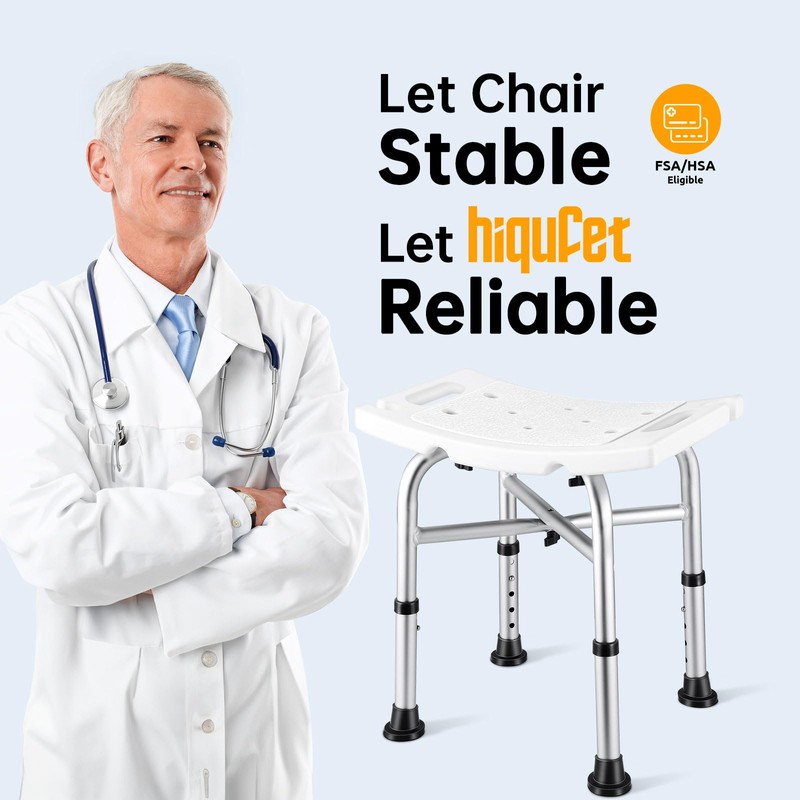 Hiqufet Shower Chair for Inside Shower(500lb), 5 Height Adjustable Shower