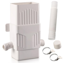 Rainwater Collection System, Rain Barrel Diverter Kit for 2x3”and 3x4” Downspouts, with Filtration and Hose, Rain Diverter, Downspout Diverter, White