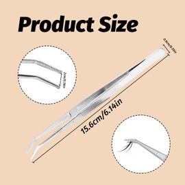 10 Pcs Stainless Steel Curved Craft Serrated Tip Multipurpose Tweezers for Crafting Jewelry Sewing Machine Tweezer Facial Hair Removal Forceps for Diamond Craft Making(Silver)