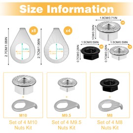 24PCS Bike Axle Nuts & Safety Washers Kit, 3 Sizes M8/M9.5/M10 Bicycle Wheel Hub Nuts, Front & Rear Wheel Replacement Parts for Mountain/Road/City/Kids Bikes