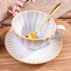 Ceramic Coffee Mug with Saucer and Spoon, 8oz Gradient Espresso Cups