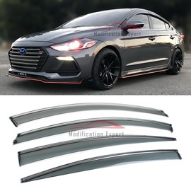 Fits for 2017-2020 Hyundai Elantra 4 Door Sedan Chrome Trim Smoke Tinted Window Visors Rain Guards Deflector