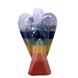 7Chakra Bonded 2"inch Pocket Guardian Angel Healing Crystals & Healing Stones | Lucky Angel Wings Ornament Home Decoration Gifts (7Chakra Bonded)