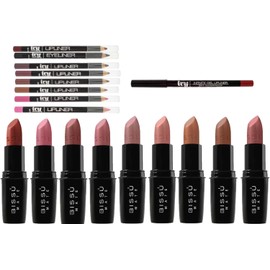 Set 9 Labial Mate Bissu + 9 Delineadores de labios IVY (8 Lapices + 1 Infinite Gel Indeleble) Tonos nudes
