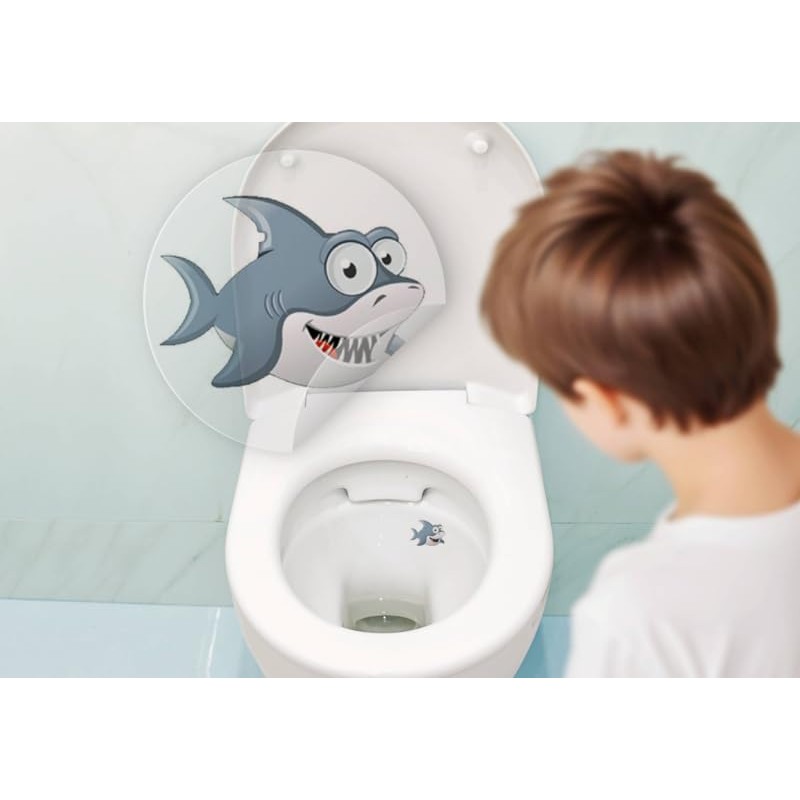 Toilet Stickers Set of 6 Orange Shark Fish Urinal Stickers