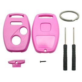 Key Fob Shell Case Replacement Fits for Honda Civic LX Accord Crosstour Coupe CR-V CR-Z Pilot Fit Insight Ridgeline Odyssey 2005-2017 NO Cutting Required (Pink)