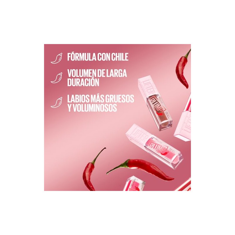 Maybelline Lifter Plump Brillo Labial Voluminizador, Maquillaje para Labios con