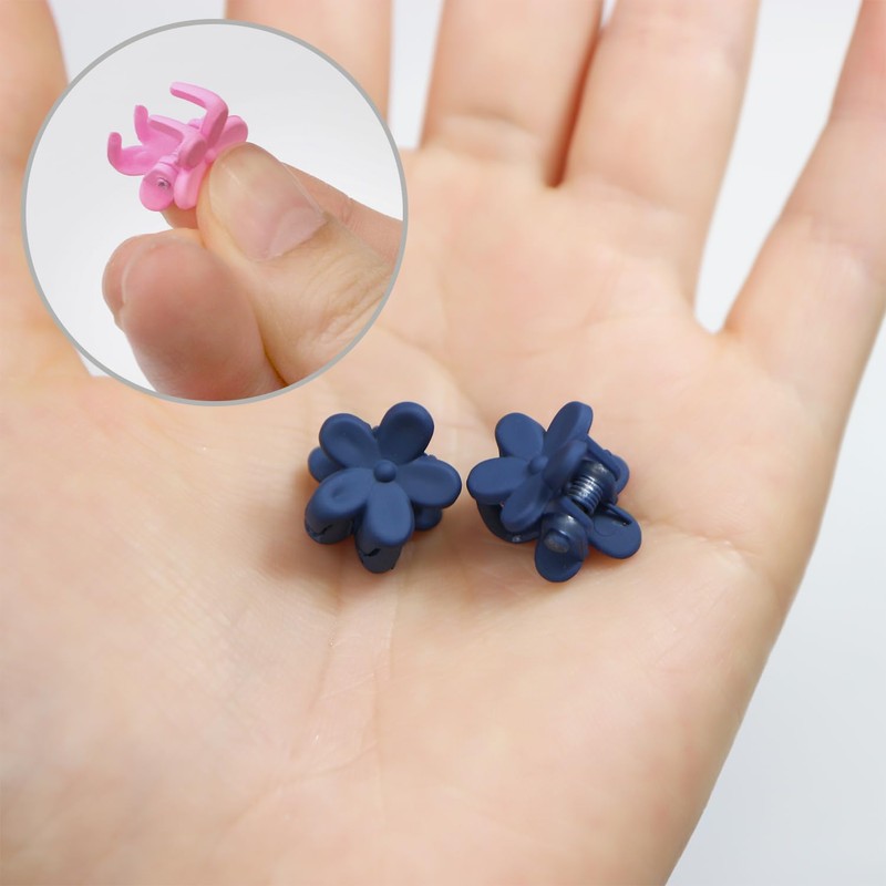 HPNN-007 Hair Clip, Mini Flower, Navy, Small, Cute Bangs, Hair