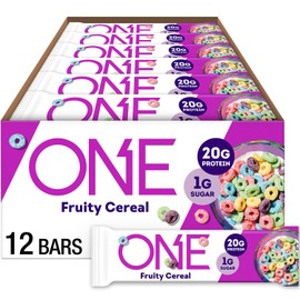 ONE Protein Bars, Fruity Cereal, Gluten Free with 20g Protein and 1g Sugar, Pantry Staples, 2.12 oz (12 Count), Packaging May Vary