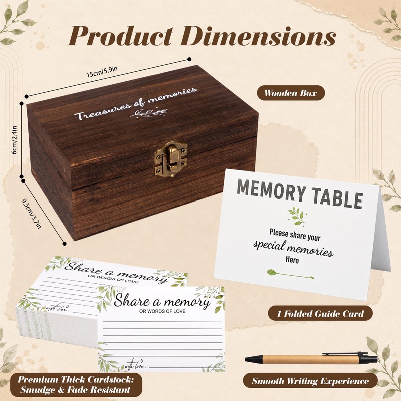 Kryndle Funeral Favours, 100 Pcs Funeral Memory Cards, Brown