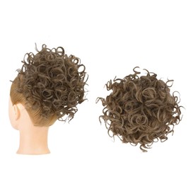 GWAWG Messy Bun Short Curly Ponytail Extension Synthetic Hair Scrunchies Large Bun Hairpiece with Hair Clip Clip Drawstring Loose Hair Bun Hair Extension (12-16)