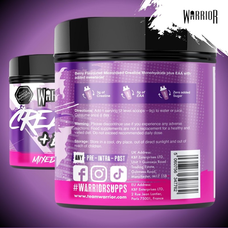 Warrior Creatine Monohydrate Plus EAA – 30 Servings Muscle Recovery
