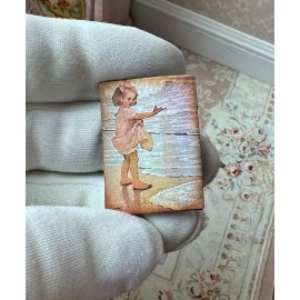 The Happy Little Home Dollhouse miniature Sign child by SEA pink dress BLUE & PURPLE water 1:12 OCEAN