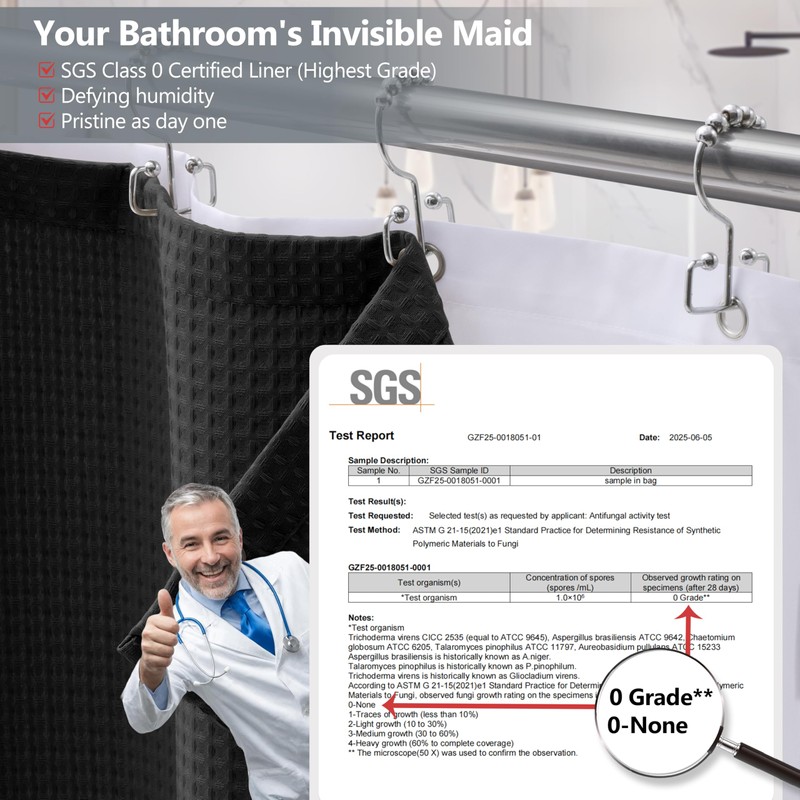 VANZAVANZU Luxury 3 in 1 Shower Curtain Set 3D Textured
