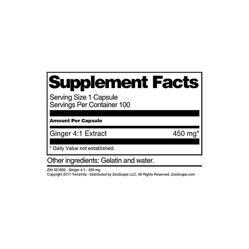 Terravita Ginger 4:1-450 mg (100 capsules, ZIN: 521932)
