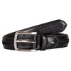 Nautica Men's Leather Laced Belt with Logo Engraved Buckle, Black,