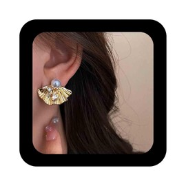 Cimenexe Böhmische Kristall Perlen Ohrringe Gold Kristall Fächer Ohrstecker Cz Blatt Perle Ohrstecker Texturierte Metall Blatt Ohrringe Schmuck Für Frauen