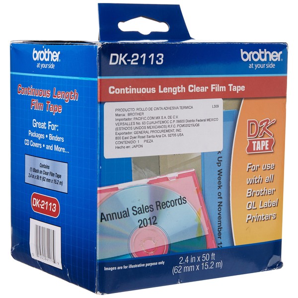 Brother Genuine DK-2113 Continuous Length Black on Clear Film Tape