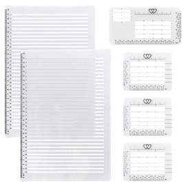 2 Pcs Straight line Stencil and 4 Pcs Envelope Addressing Stencil, Clear Plastic Measuring Ruler for Writing, Holiday Cards(Transparent)