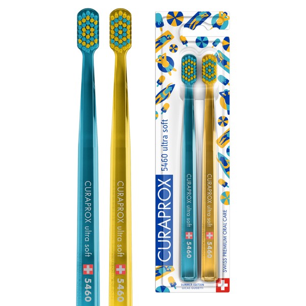 Curaprox CS 5460 Ultra Soft Manual Toothbrush, Special Edition: Summer 2022, Pack of 2, Soft Toothbrush