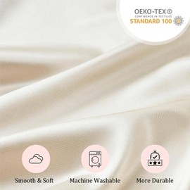 Seiwohl Silk Satin Pillowcase Soft as Silk Pillowcases for Hair and Skin Beige Pillow Cases 2 Pack with Satin Scrunchies and Bonnet for sleeping, Cooling Pillow cases Envelope Closure, 50x75 cm