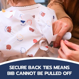 Eli with Love Disposable Bibs Individually Wrapped, Long Sleeve Bib with Crumb Catcher - Waterproof Baby Bibs For Toddlers 1-3 (10 pack) (Sleepy Bear)