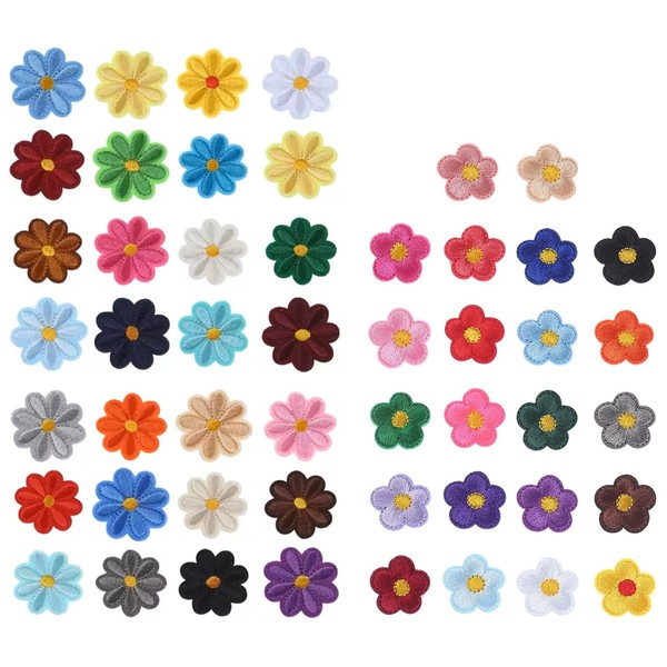 50 Pieces Iron-On Patches Flower Patches Iron On Embroidered Flowers