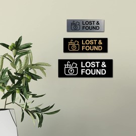 Basic Lost And Found Sign (Brushed Silver) - Small 2 Pack