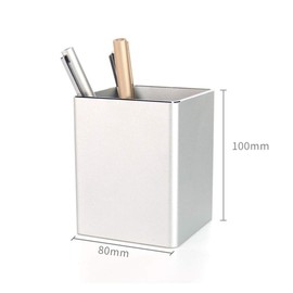 Pencil Stand, Pen Stand, Storage Case, Stationery Storage (Silver Cube)