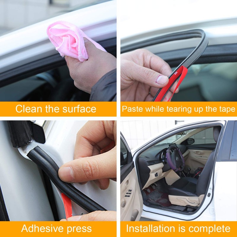 32FT/10M Universal Car Weather Stripping, Self Adhesive Automotive Door Rubber
