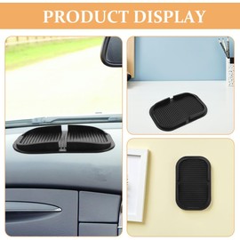 Alfombrilla Antideslizante para Coche de Silicona Negra Ranura Grande, Protección para Teléfono y Objetos, Fácil Instalación para Tablero de Auto, Pack de 2 Piezas