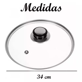 TH2010 Tapa  Cristal Templado Sarten Cazuela Olla Salida Vapor 34cm