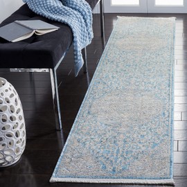 SAFAVIEH Dream Collection 2' x 8' Blue/Grey DRM412M Vintage Oriental Distressed Premium Viscose Runner Rug