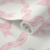 Peel & Stick Wallpaper Swatch - Pink Bow,Ribbon Trellis,Pastel Baby