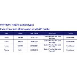 KFVF 2pc K620586 K620587 Front Lower Control Arm And Ball Joint Assembly for Toyota RAV4 2006-2018, Lower Control Arm With Ball joint Kit for Lexus NX200t 2015-2017, NX300 2018-2021, NX300h 2015-2021