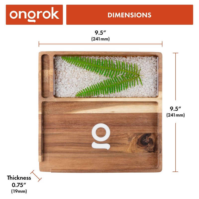 ONGROK Natural Acacia Wood Decorative Tray | Large Rolling Surface,