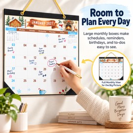 2027 Wall Calendar for Daily Planning – Festive Watercolor Art with Large Writing Space for Home, Office & School