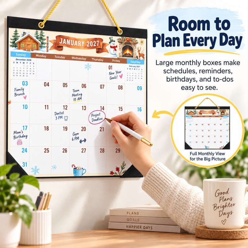 2027 Wall Calendar for Daily Planning – Festive Watercolor Art