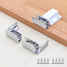 No Punching Glass Door Pivot Hinge, Cabinet Showcase Double Magnetic Grip Lock Glass Clip, Free Swing inch Glass Door (Silver, 0.2-0.32" for1 Door/Set)