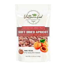 SOFT DRIED APRICOT 5.29oz (150g) VIETFARMFOOD: Convection dried fruit with a little sugar, salt, natural sweetness, soft when chewed. Suitable for snack, topping, healthy desserts for all ages