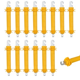 Leiouney 15 Pack Electric Fence Rubber Gate Handles - Heavy Duty Insulated Plastic Handles with Steel Hook, Electric Fence Rubber Gate - Yellow