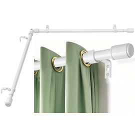 Anndason Heavy Duty 1 Inch Corner Curtain Rods Set (White) 30-76 Inch for Bay & Corner Windows