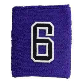 Sports Farm - Customized Sport Wristband and Necklace Combo Set with Jersey Number - Purple (Purple Black White)