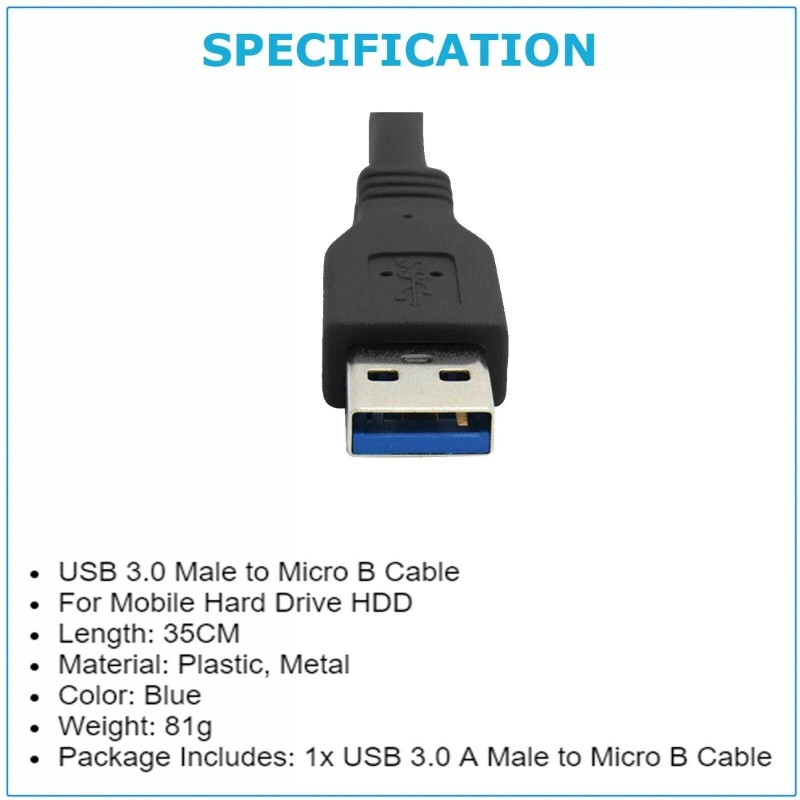 Unbranded Micro USB 3.0 Cable High Speed Data SYNC For